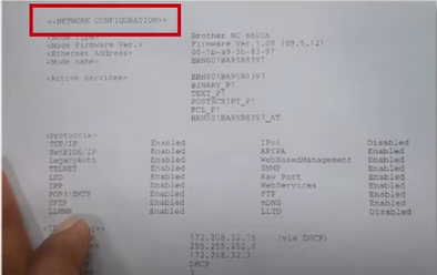 print the Network Configuration Page