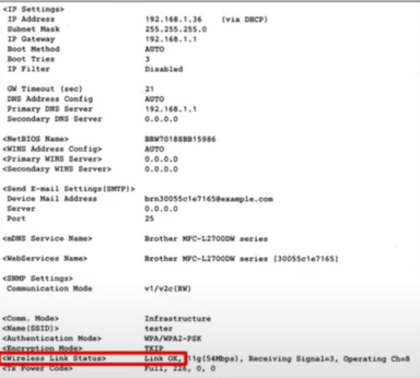 print the Network Configuration Page