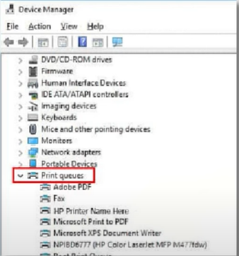 double-tap the Print Queue option