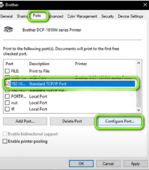 Click on the Configure Port button