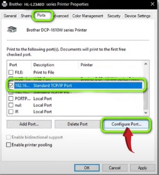 tap on the Configure Port button