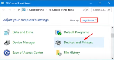 Navigate to the Devices and Printers window