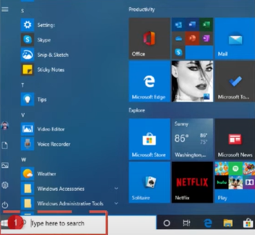 navigate to the Start menu